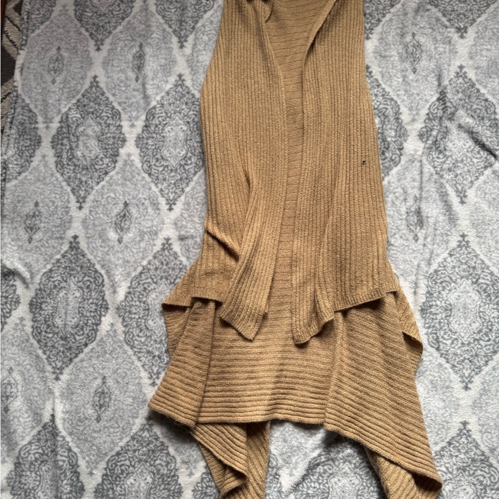 Cozy Tan Knit Sleeveless Cardigan